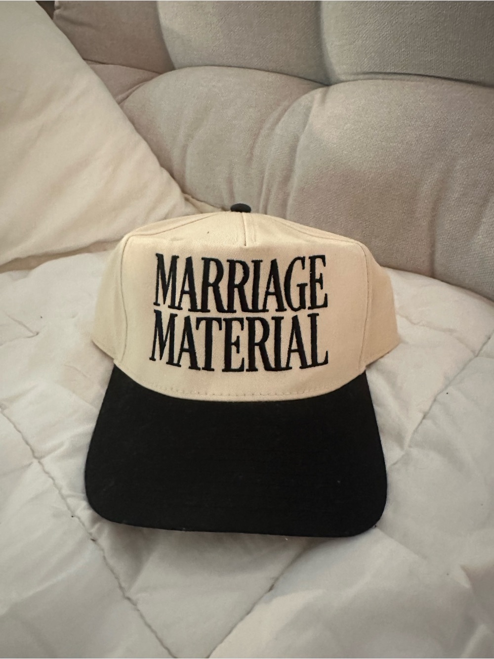 OTTO Cream Crown Black Brim 'Marriage Material' Baseball Cap